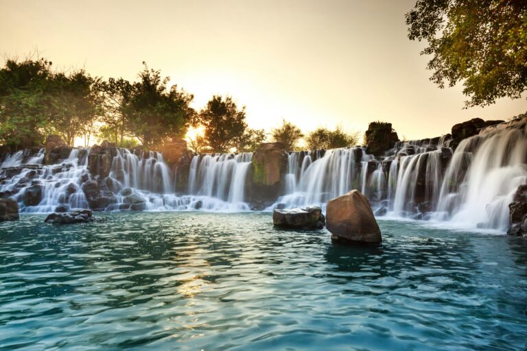 River Waterfall Sunset